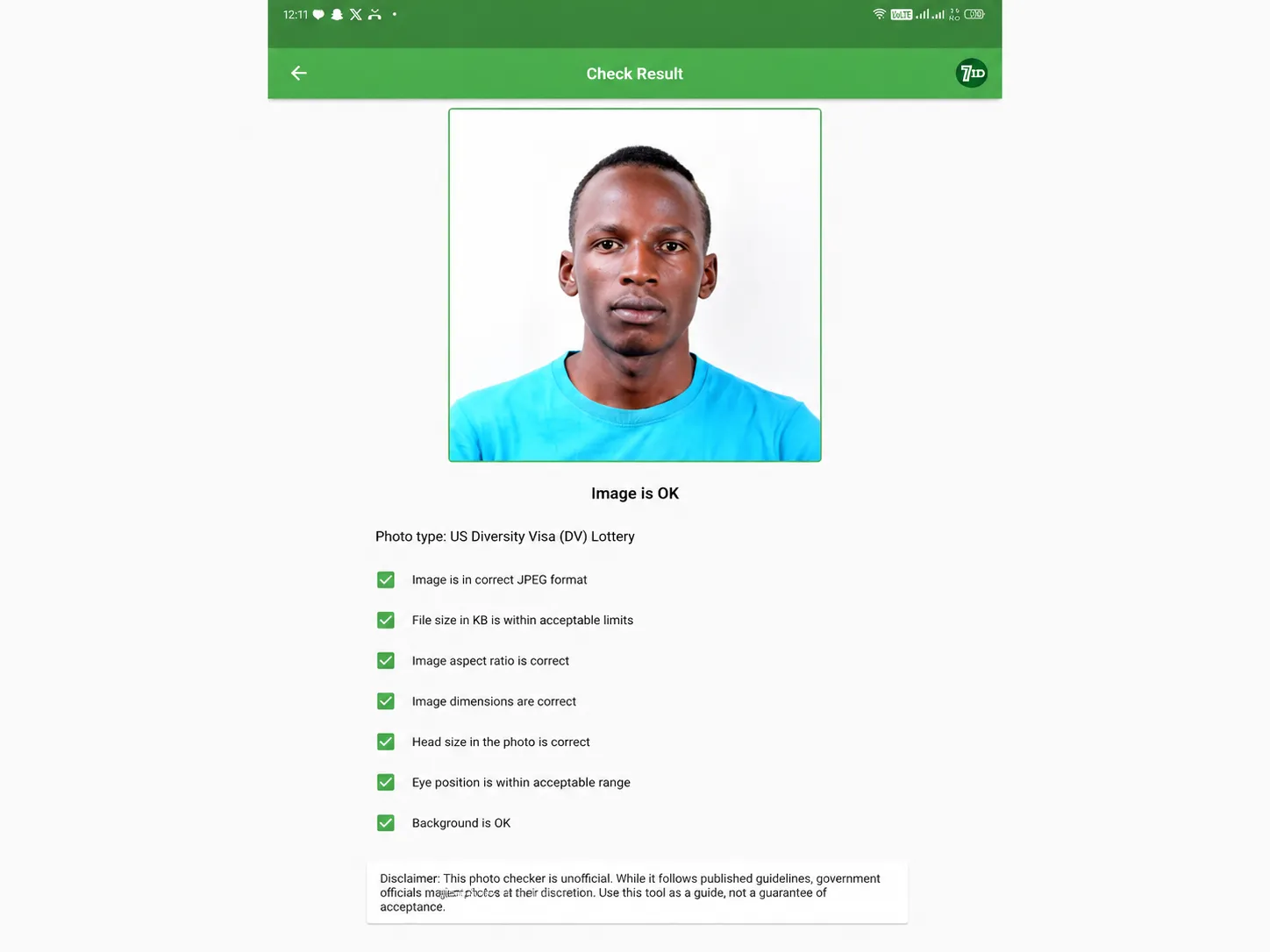 Green card passport photo
